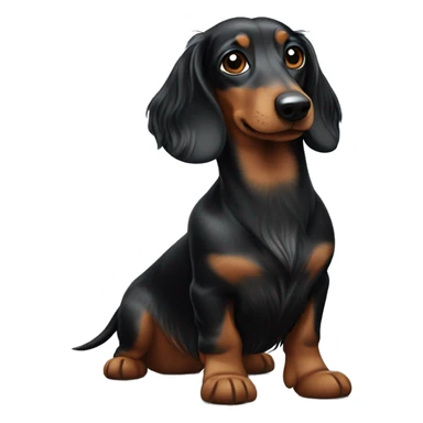 long-haired black and merle dachshund sticker
