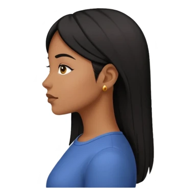 mulher morena de pele marrom, cabelos pretos lisos, rosto de perfil sticker