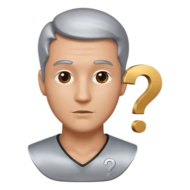 bust of a man with a question mark sticker