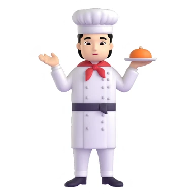 a man with black hair in a chef's suit sticker