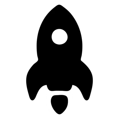 rocket icon, solid black fill, minimal details sticker