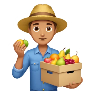 man with a box full of fruits sticker