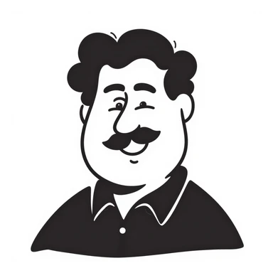chubby Lebanese man with a goatee and short hair, smiling, hand drawn doodle style sticker