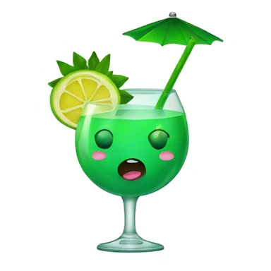 Green cocktail in a round glass sticker
