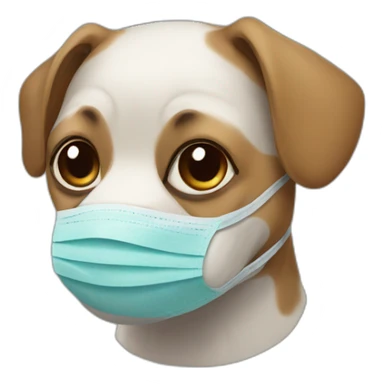 dog with face mask sticker