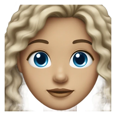 Light skin girl with long dark wavy hair and blue eyes sticker