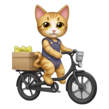a kitten in a cargo bike wearing a cute dress sticker