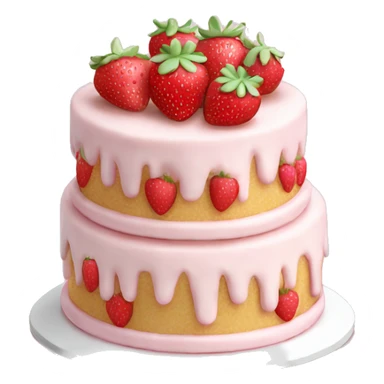 Light Pink strawberries and cream birthday cake  sticker