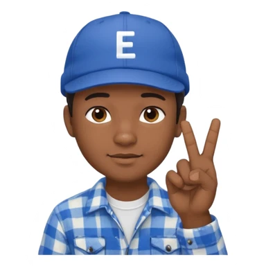 Emoji of a young man with dark hair, wearing a blue cap and a white flannel shirt, the young man is making a "like" gesture with his right hand sticker