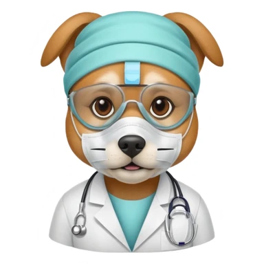 doctor dog Wearing Medical Mask sticker