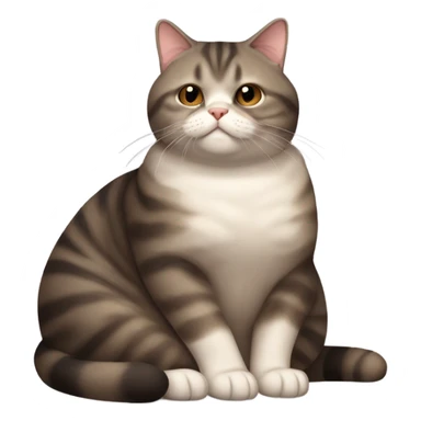 Scottish fat cat of dark reed color in a light stripe lies with a belly up sticker