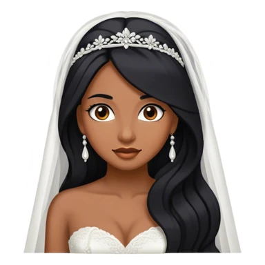 bride with long black hair and brown skin sticker