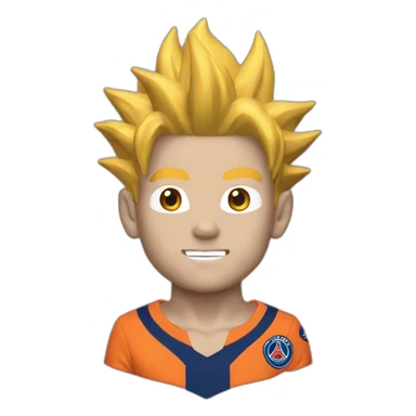 san goku head with a psg home kit sticker