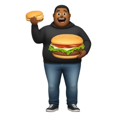 fat person with burger sticker