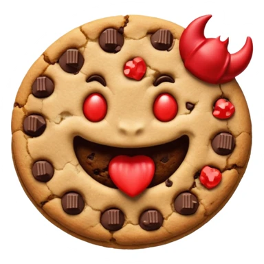 Bitten cookie + devil emoji sticker