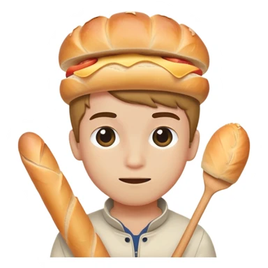 boy getting bonked on the head with a baguette stick sticker
