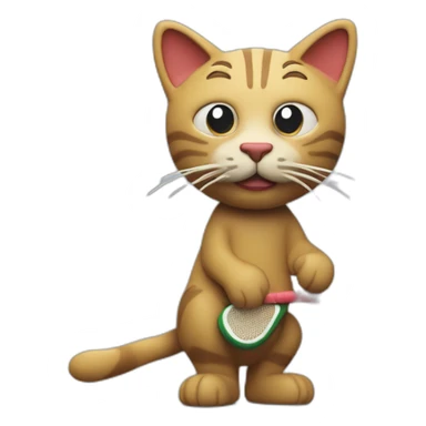 Plasticine cat with a tennis racket in his hand sticker