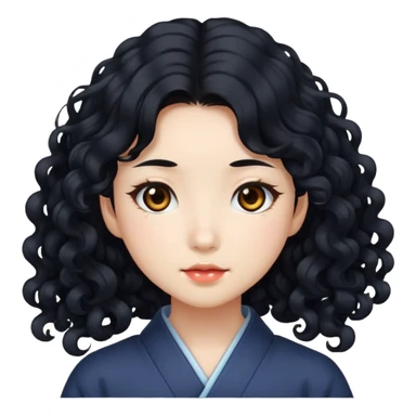 Japanese girl with long curly hair sticker