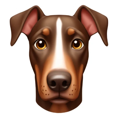 Brown Doberman without cropped ears looking forward and happy  sticker