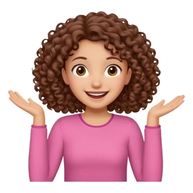 fun cute loud popular pretty girl modest curly brown hair pink top excited sticker