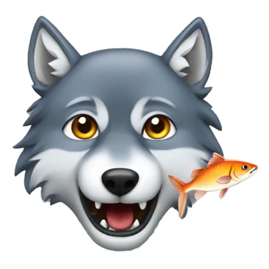 wolf with fish features sticker