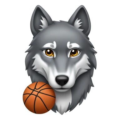 Grey wolf with basketball sticker
