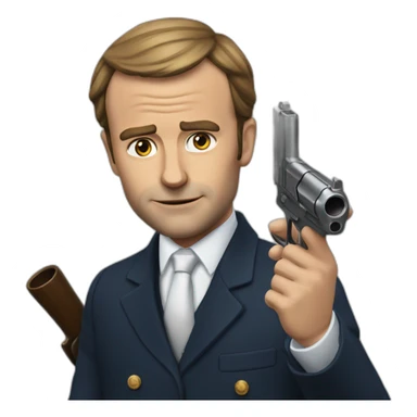 Macron qui caresse un chat avec un pistolet sticker