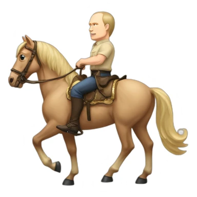 muscular putin on horseback beige colored shirt sticker