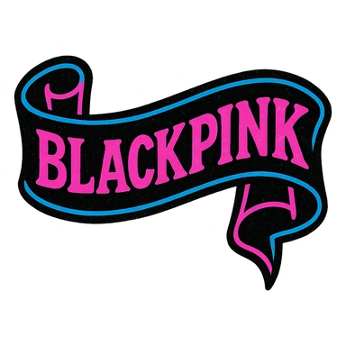BLACKPINK-inspired gothic ribbon, no hearts, vibrant and bold, black and pink color scheme sticker