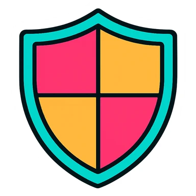 shield icon, color outline, modern icon style sticker