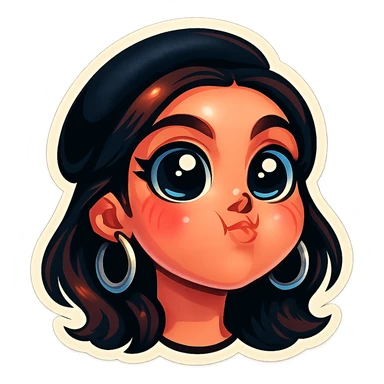 Transform only the face from the provided photo into a Telegram sticker style with big expressive eyes, simple shapes, soft shadows, a white border, transparent background, cartoon-like appearance, and no contour outline. Focus solely on the face, excluding any background or body. sticker