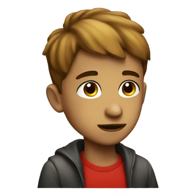 thoughtful boy with red accents sticker