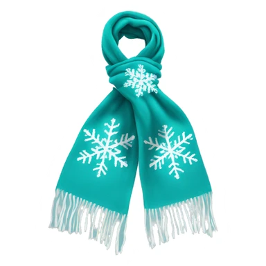 Realistic teal and white snowflake winter scarf isolated. sticker
