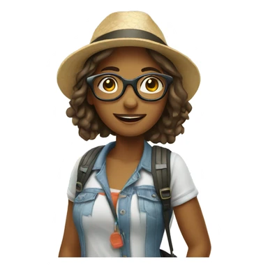 Girl tourist with glasses at the beach sticker