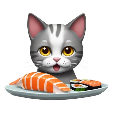 santa cat eating sushi sticker