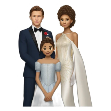 Zendaya with tom holland as a royal family sticker