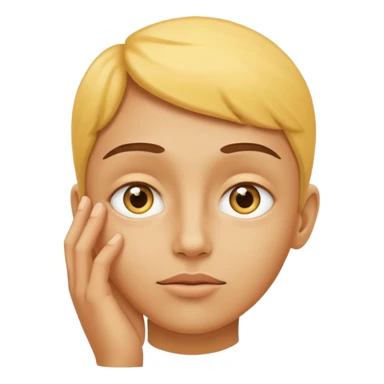 thinking face emoji, yellow face, eyes looking up, hand on chin sticker