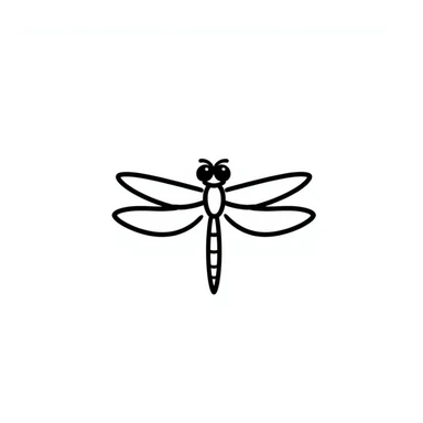 dragonfly, hand drawn, sketch style, simple lines sticker