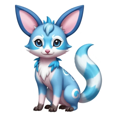 Rare realistic cute adorable epic aesthetic colorful Amaura-Sylveon-Glaceon-Civet-Genet-species-Fakemon-hybrid-creature, with markings, full body sticker