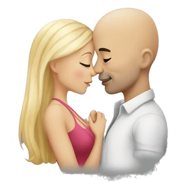 A bald man kissing a blonde girl sticker