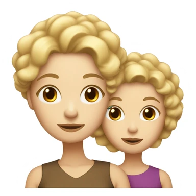 Blonde mom with white skin and her curly brown adult daughter sticker