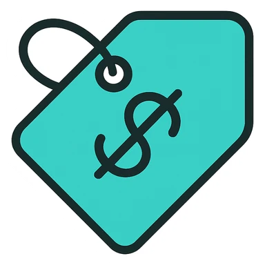 turquoise price tag icon, clean and professional sticker