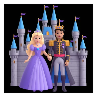 prince and princess disny dress close up photo in castle sticker