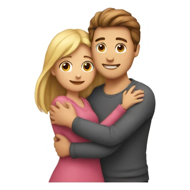 Man and girl hug inside a heart sticker