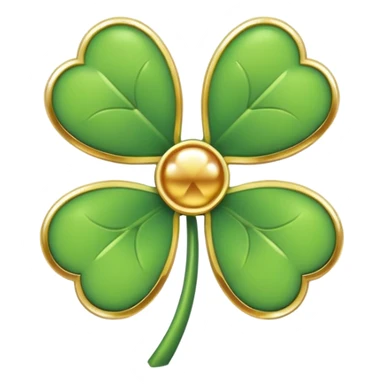 Gold outline and white four leaf clover emoji  sticker