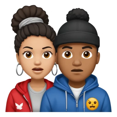 Multiracial hip hop couple love, mad, happy sticker