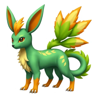 Leafeon-Salandit-Electrike-Zeraora-Fakémon-hybrid-creature (full body)  sticker