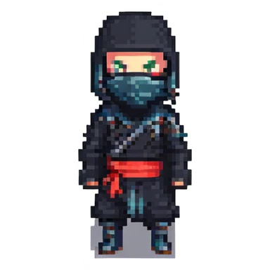 pixel art masked ninja sticker