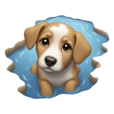 Puppy in a puddle sticker