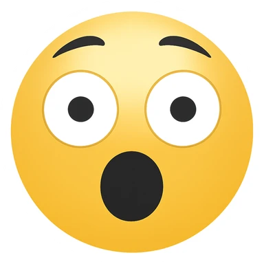 Create a shocked emoji in classic apple emoji style with no background, variant 3. The emoji should express surprise with wide eyes and open mouth, consistent with the classic emoji look. sticker